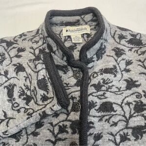 Vintage Appleseed's Petite Wool Jacket Grey Floral Pattern Women’s 10P (Medium)